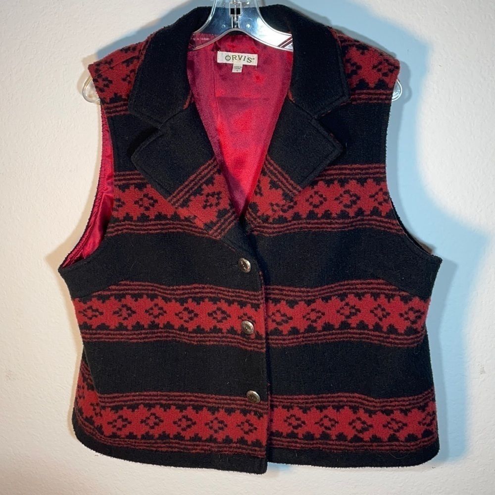 Orvis Women's Southwestern Aztec Santa Fe Boho Print Fleece Vest Size L